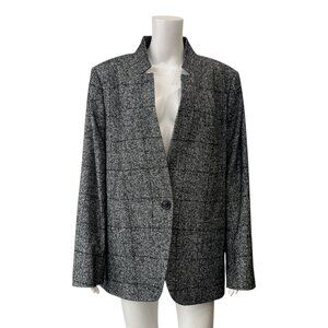 Escada Black Charcoal Gray Knit Bababs Blazer Jacket size 46/14